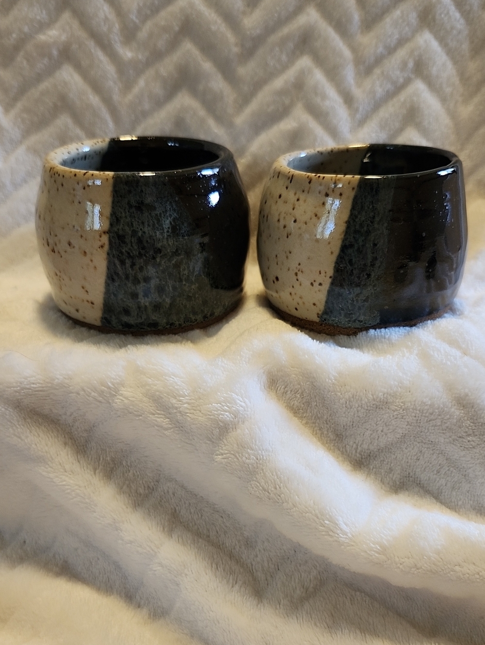 Handmade Ceramic Espresso Cups in Speckled Cream and Black Glaze(set of 2)